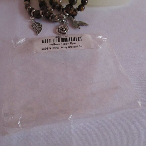 Bracelets Mixed Lot CHIOCO'S Metal Tan Wrap Snap and Tigers Eye Stretch - Picture 8 of 9